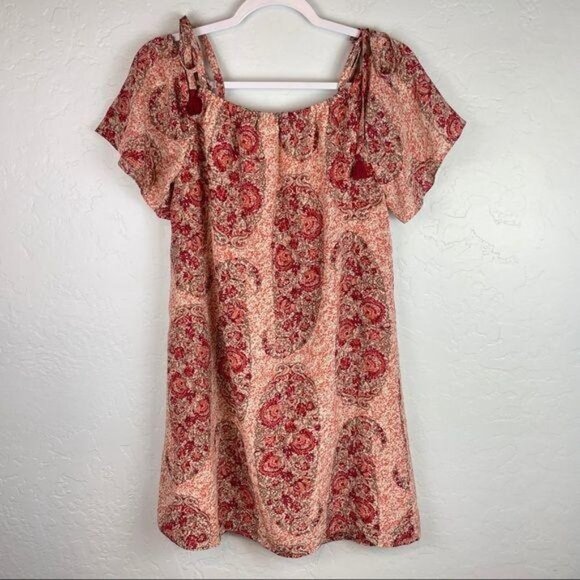 Madewell Silk Cold-Shoulder Dress Paisley Print Women's Medium Tie Strap Floral - Picture 7 of 8